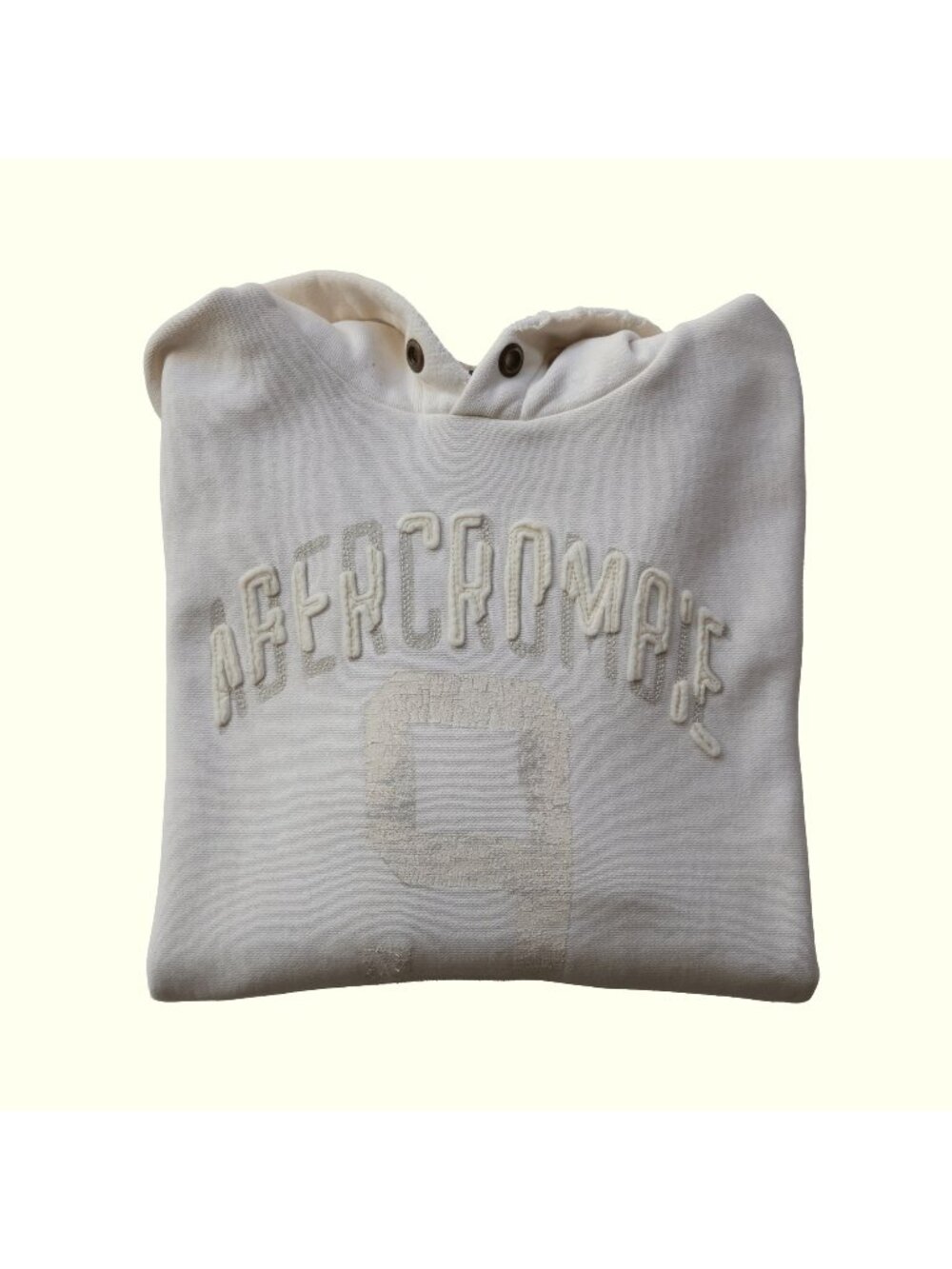 ABERCROMBIE & FITCH VTG 00s Y2K RETRO WHITE DISTRESSED HOODIE SWEATSHIRT SZ S